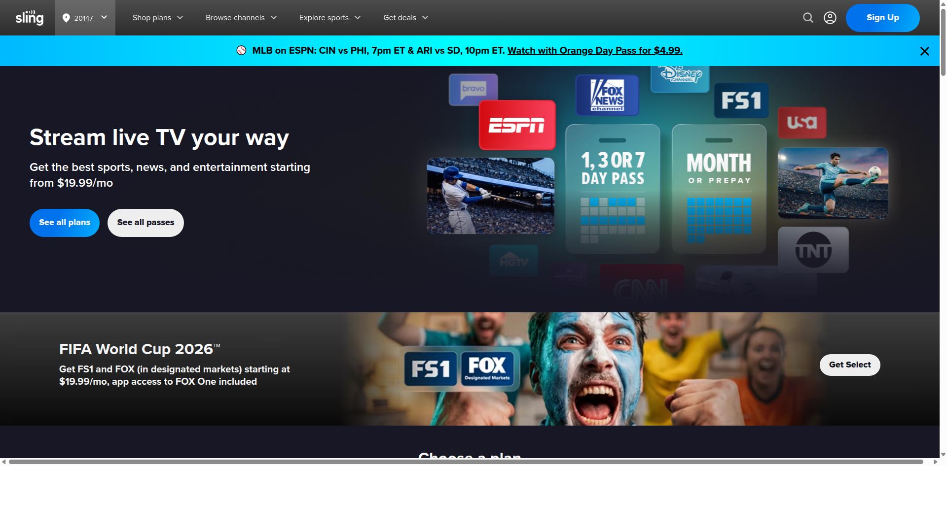 Sling TV website